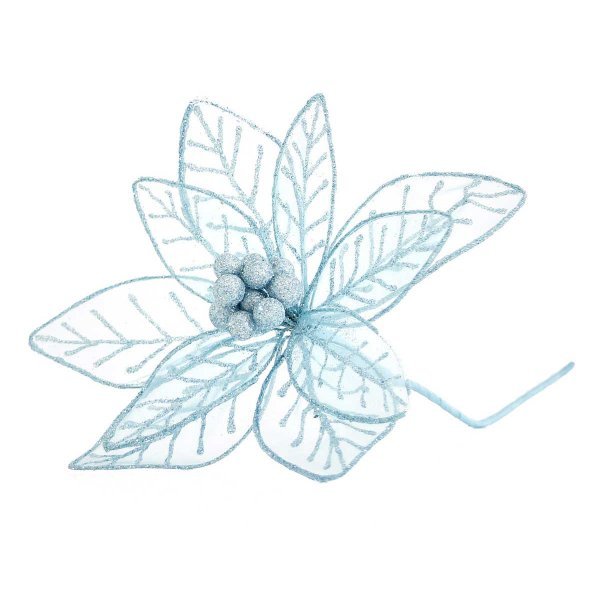Χριστουγεννιάτικο Λουλούδι Γαλάζιο, Υφασμάτινο (26cm)